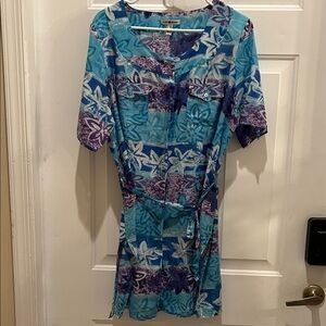 Roma Blue and Purple Floral Swim Coverup